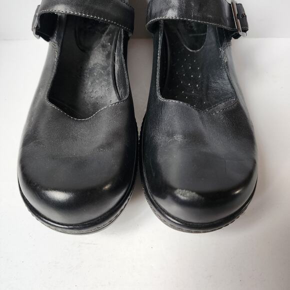 ECCO Shoes Womens Size 37 EU 6.5 US Clogs Mary Jane Wedge Black Leather Buckle - Picture 5 of 11